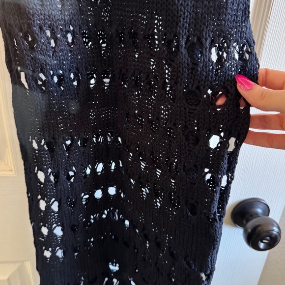 Black Crochet V-Neck Cover-Up Dress by Pampelone - Picture 4 of 7